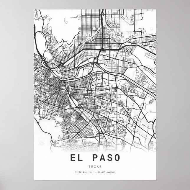 Poster Mapa da cidade de El Paso (Frente)