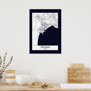 Poster Mapa da cidade de Espanha Alicante