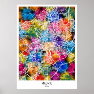 Poster Mapa da cidade de Espanha de Madrid