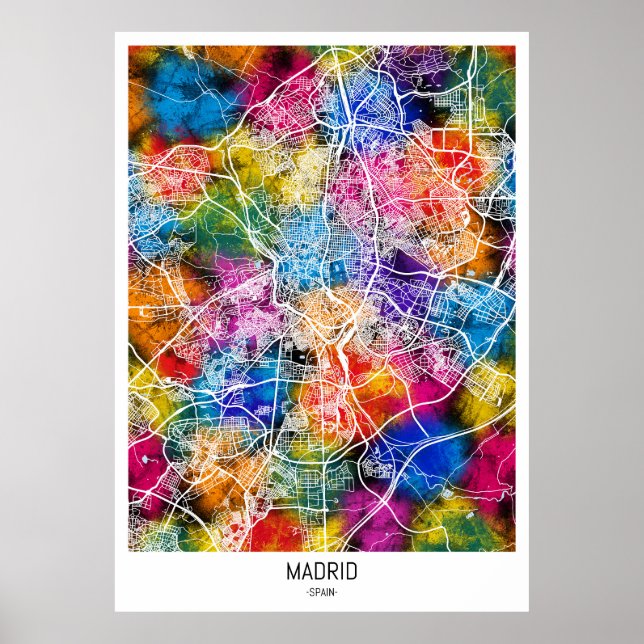 Poster Mapa da cidade de Espanha de Madrid (Frente)