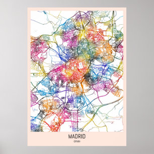 Poster Mapa da cidade de Espanha de Madrid