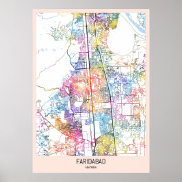 Poster Mapa da cidade de Faridabad Haryana