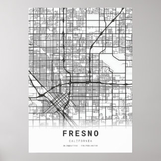 Poster Mapa da cidade de Fresno