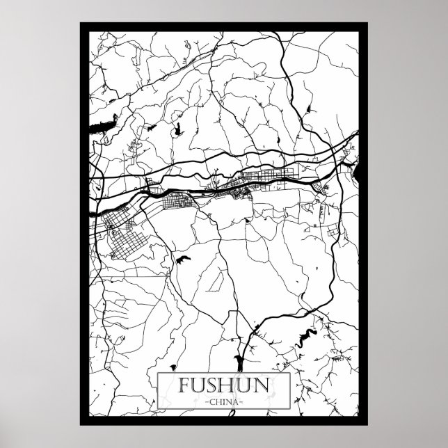 Poster Mapa da Cidade de Fushun China (Frente)