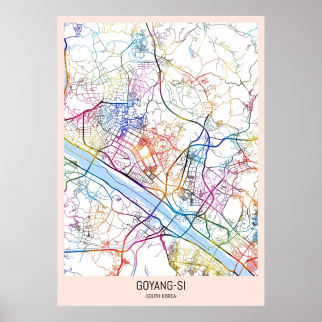 Poster Mapa da Cidade de Goyang-si Coreia do Sul (Frente)