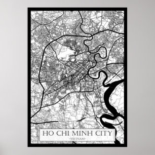Poster Mapa da Cidade de Ho Chi Minh no Vietnã