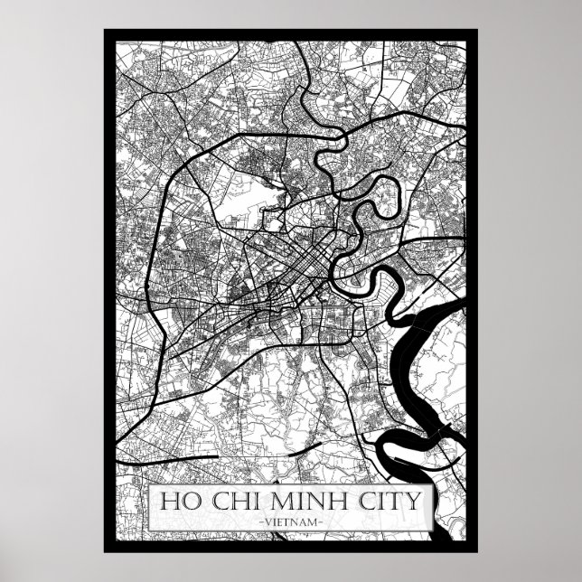 Poster Mapa da Cidade de Ho Chi Minh no Vietnã (Frente)