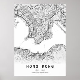 Poster Mapa da cidade de Hong Kong