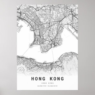 Poster Mapa da cidade de Hong Kong