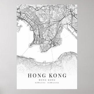 Poster Mapa da cidade de Hong Kong