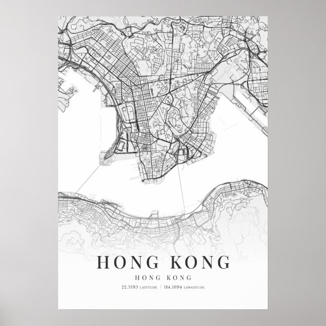 Poster Mapa da cidade de Hong Kong (Frente)