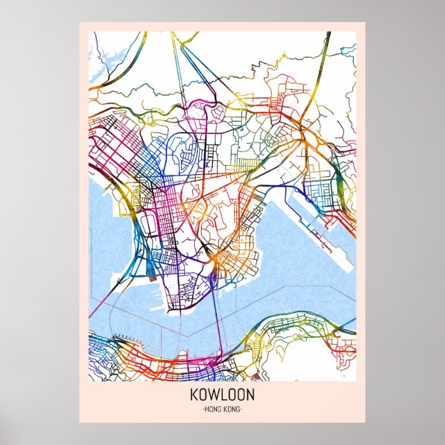 Poster Mapa da Cidade de Hong Kong do Kowloon (Frente)