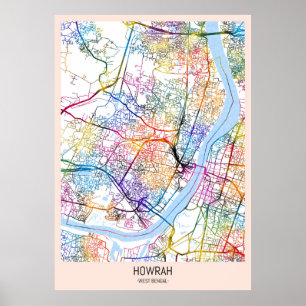 Poster Mapa da Cidade de Howrah West Bengal