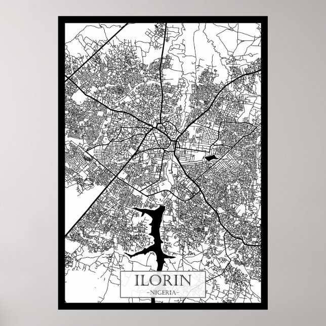 Poster Mapa da Cidade de Ilorin Nigéria (Frente)