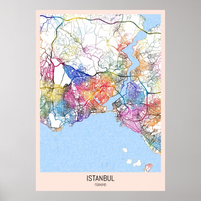 Poster Mapa da Cidade de Istambul Türkiye (Frente)