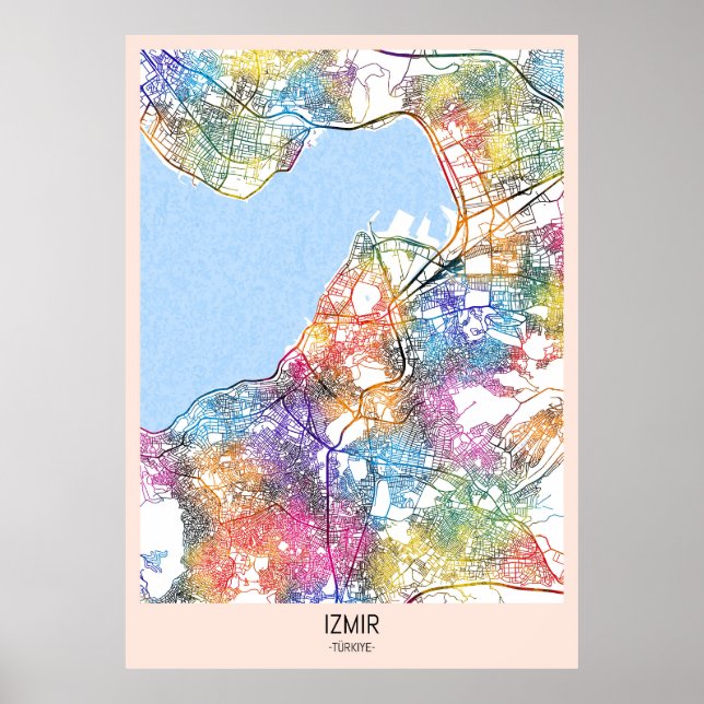 Poster Mapa da Cidade de İzmir Türkiye (Frente)