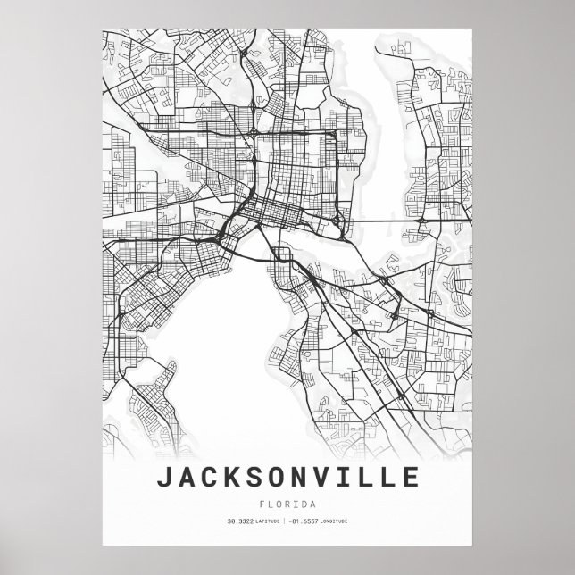 Poster Mapa da Cidade de Jacksonville (Frente)