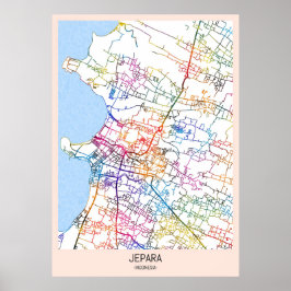 Poster Mapa da Cidade de Jepara Indonésia