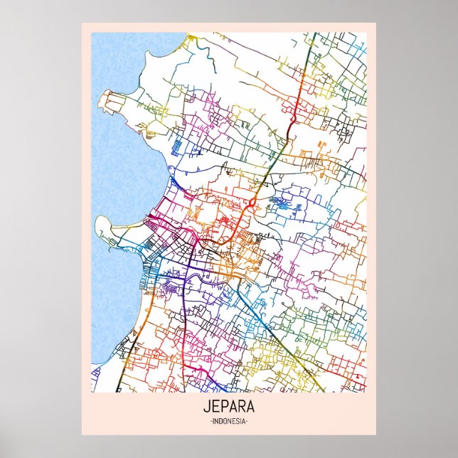 Poster Mapa da Cidade de Jepara Indonésia (Frente)