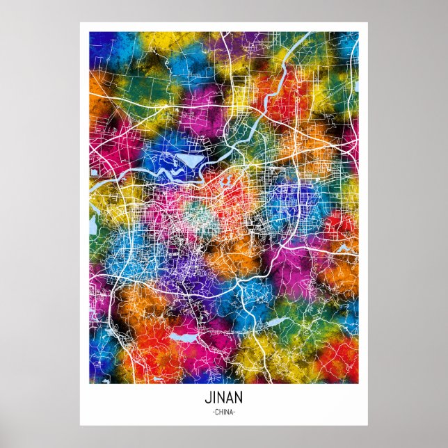 Poster Mapa da cidade de Jinan China (Frente)