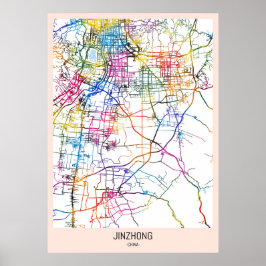 Poster Mapa da Cidade de Jinzhong China