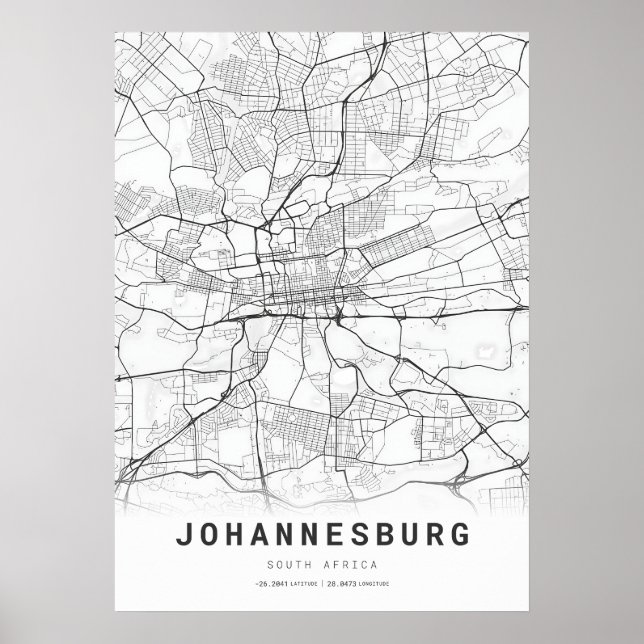 Poster Mapa da Cidade de Joanesburgo (Frente)