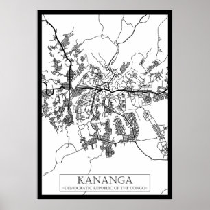 Poster Mapa da Cidade de Kananga República Democrática do