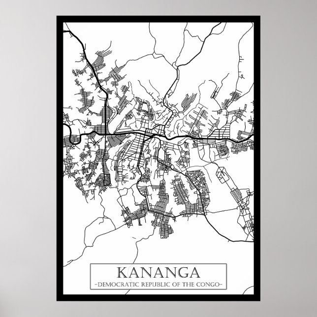 Poster Mapa da Cidade de Kananga República Democrática do (Frente)