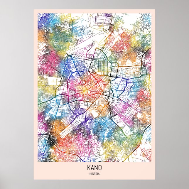 Poster Mapa da Cidade de Kano Nigéria (Frente)