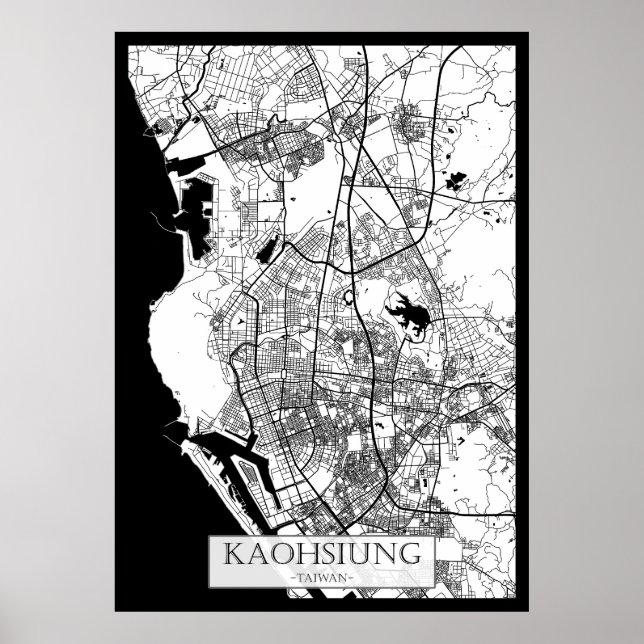 Poster Mapa da Cidade de Kaohsiung Taiwan (Frente)