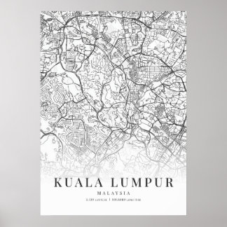 Poster Mapa da Cidade de Kuala Lumpur