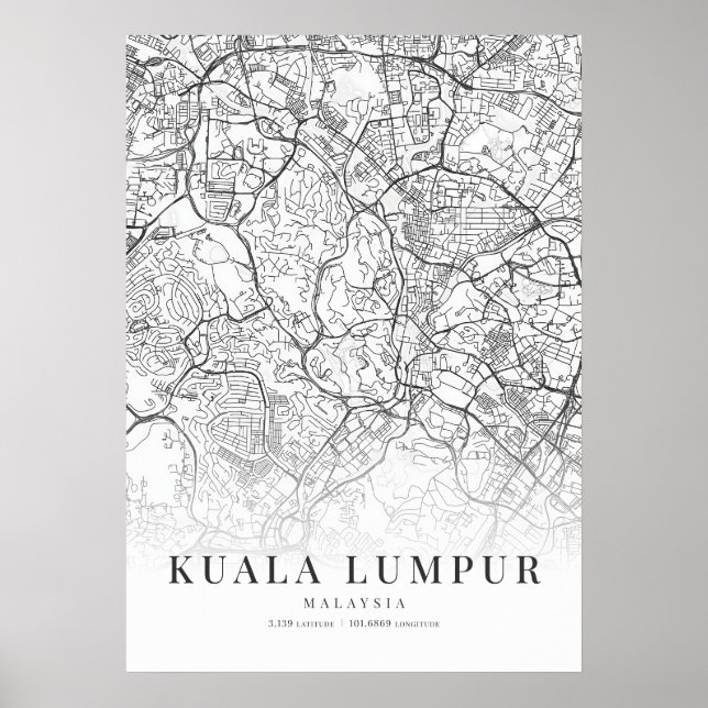 Poster Mapa da Cidade de Kuala Lumpur (Frente)