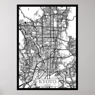 Poster Mapa da Cidade de Kyoto Japão