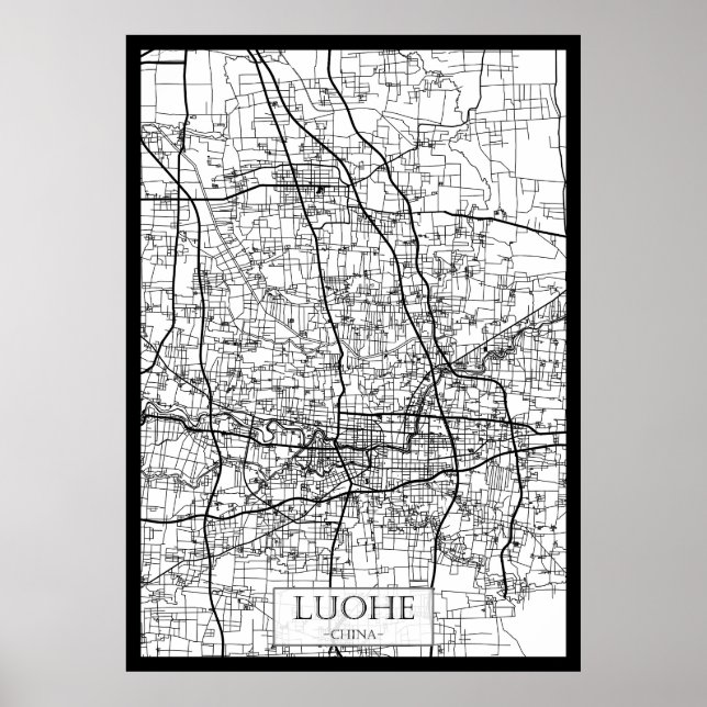 Poster Mapa da Cidade de Luohe China (Frente)