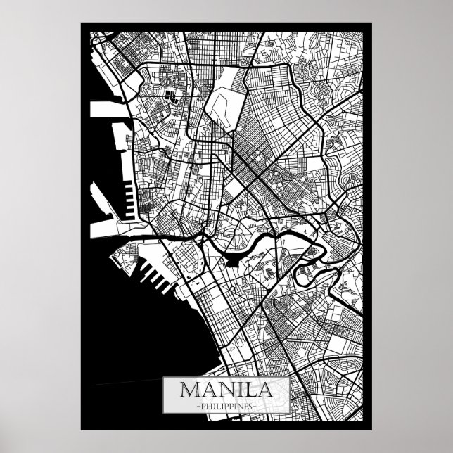 Poster Mapa da Cidade de Manila Filipinas (Frente)