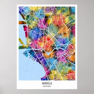 Poster Mapa da cidade de Manila Filipinas