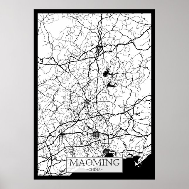 Poster Mapa da Cidade de Maoming China (Frente)