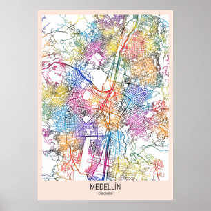 Poster Mapa da cidade de Medellín na Colômbia