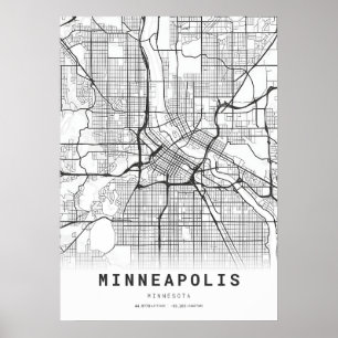 Poster Mapa da Cidade de Minneapolis