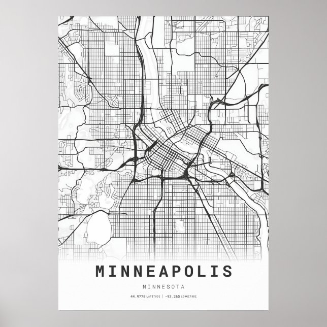 Poster Mapa da Cidade de Minneapolis (Frente)