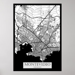 Poster Mapa da Cidade de Montevidéu Uruguai