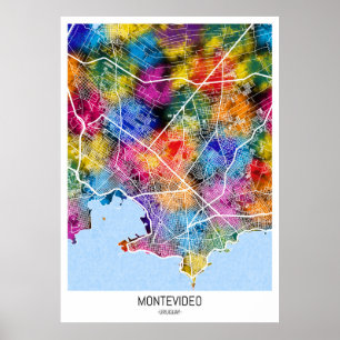 Poster Mapa da cidade de Montevidéu Uruguai