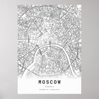 Poster Mapa da Cidade de Moscou