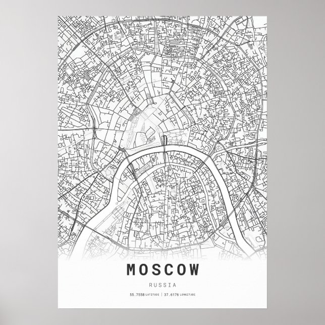 Poster Mapa da Cidade de Moscou (Frente)