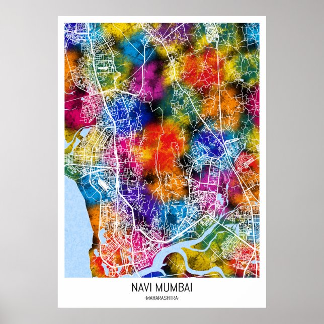 Poster Mapa da Cidade de Mumbai Maharashtra (Frente)