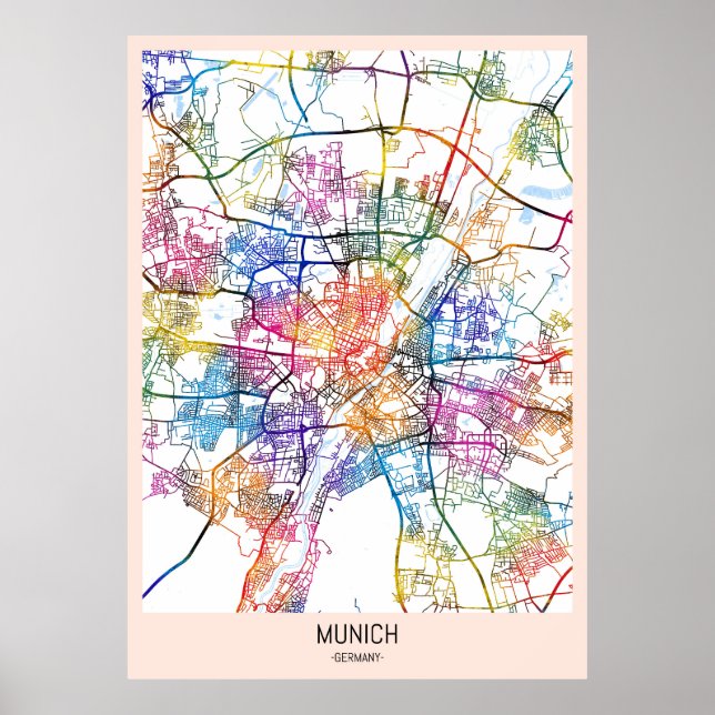 Poster Mapa da Cidade de Munique Alemanha (Frente)