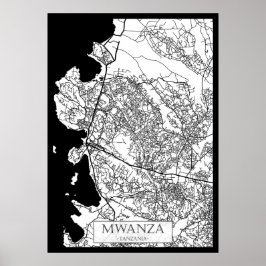 Poster Mapa da Cidade de Mwanza Tanzânia
