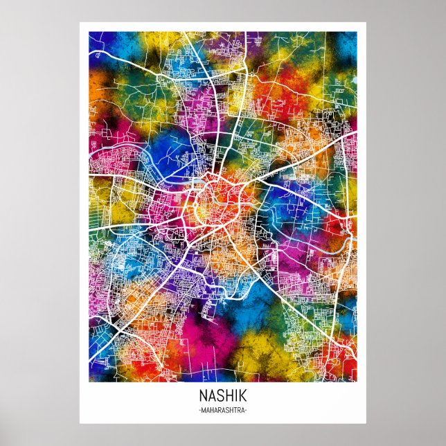 Poster Mapa da cidade de Nashik Maharashtra (Frente)