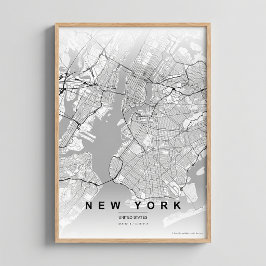 Poster Mapa da Cidade de Nova York NYC Contraste Arte de