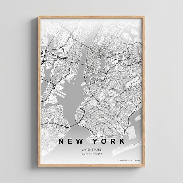 Poster Mapa da Cidade de Nova York NYC Contraste Arte de  (Criador carregado)